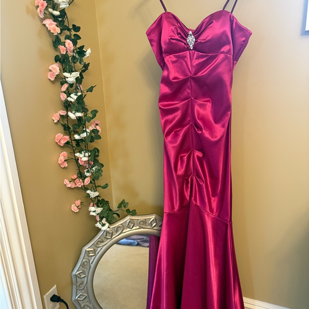 Elegant Satin Evening Gown or and Prom Dress Violet color
